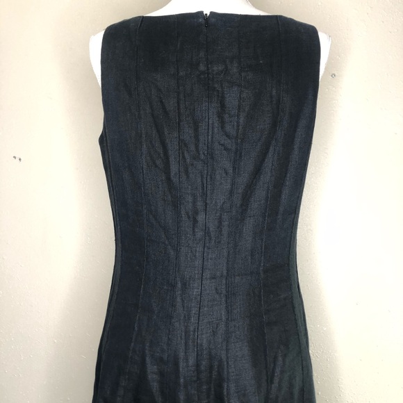 Anne Klein Black 100% Linen Pleated Dress Sz 12 - Picture 5 of 8
